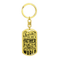 Dad Is The World Swivel Keychain Dog Tag Stainless Steel or 18k Gold-Express Your Love Gifts