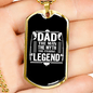 Dad Legend Fishing Necklace Stainless Steel or 18k Gold Dog Tag 24" Chain-Express Your Love Gifts