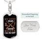 Dad My Hero Wears A Hunting Boot Keychain Stainless Steel or 18k Gold Dog Tag Keyring-Express Your Love Gifts