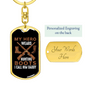 Dad My Hero Wears A Hunting Boot Keychain Stainless Steel or 18k Gold Dog Tag Keyring-Express Your Love Gifts
