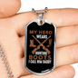 Dad My Hero Wears A Hunting Boot Necklace Stainless Steel or 18k Gold Dog Tag 24" Chain-Express Your Love Gifts