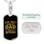 Dad Raises a Bitcoin Crypto Keychain Stainless Steel or 18k Gold Dog Tag Keyring-Express Your Love Gifts