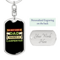 Dad Raises A Carpenter Swivel Keychain Woodworker Dog Tag Stainless Steel or 18k Gold-Express Your Love Gifts