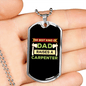 Dad Raises A Carpenter Woodworker Dog Tag Stainless Steel or 18k Gold W 24"-Express Your Love Gifts