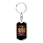 Dad Raises A Firefighter Keychain Stainless Steel or 18k Gold Dog Tag Keyring-Express Your Love Gifts
