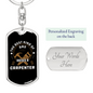 Dad Raises Carpenter Swivel Keychain Woodworker Dog Tag Stainless Steel or 18k Gold-Express Your Love Gifts