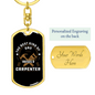 Dad Raises Carpenter Swivel Keychain Woodworker Dog Tag Stainless Steel or 18k Gold-Express Your Love Gifts