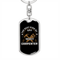 Dad Raises Carpenter Swivel Keychain Woodworker Dog Tag Stainless Steel or 18k Gold-Express Your Love Gifts