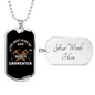 Dad Raises Carpenter Woodworker Dog Tag Stainless Steel or 18k Gold W 24"-Express Your Love Gifts
