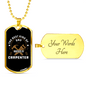 Dad Raises Carpenter Woodworker Dog Tag Stainless Steel or 18k Gold W 24"-Express Your Love Gifts