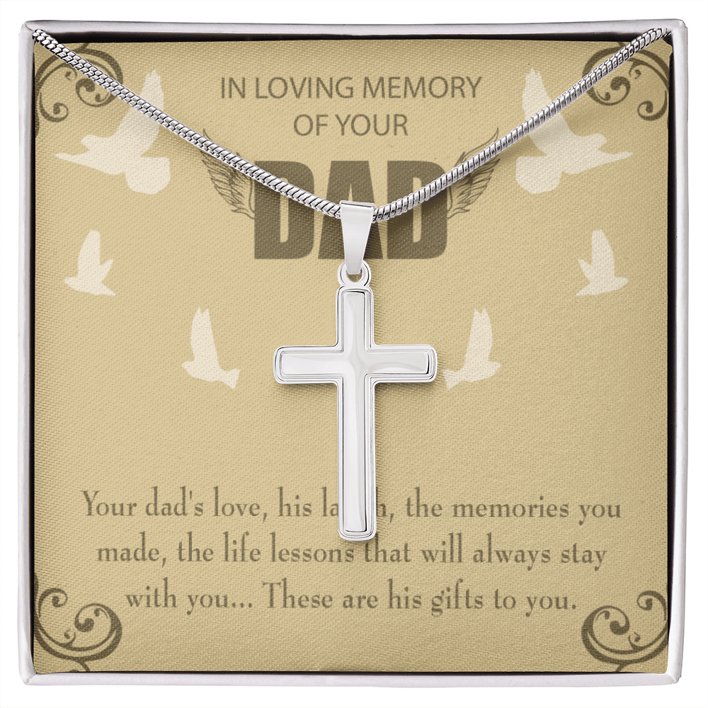 Dad's Love Dad Memorial Gift Dad Memorial Cross Necklace Sympathy Gift Loss of Father Condolence Message Card-Express Your Love Gifts