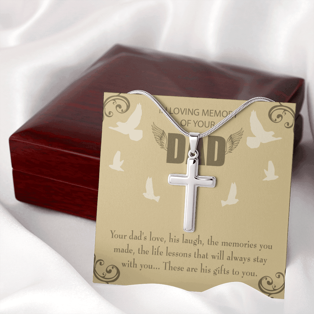 Dad's Love Dad Memorial Gift Dad Memorial Cross Necklace Sympathy Gift Loss of Father Condolence Message Card-Express Your Love Gifts