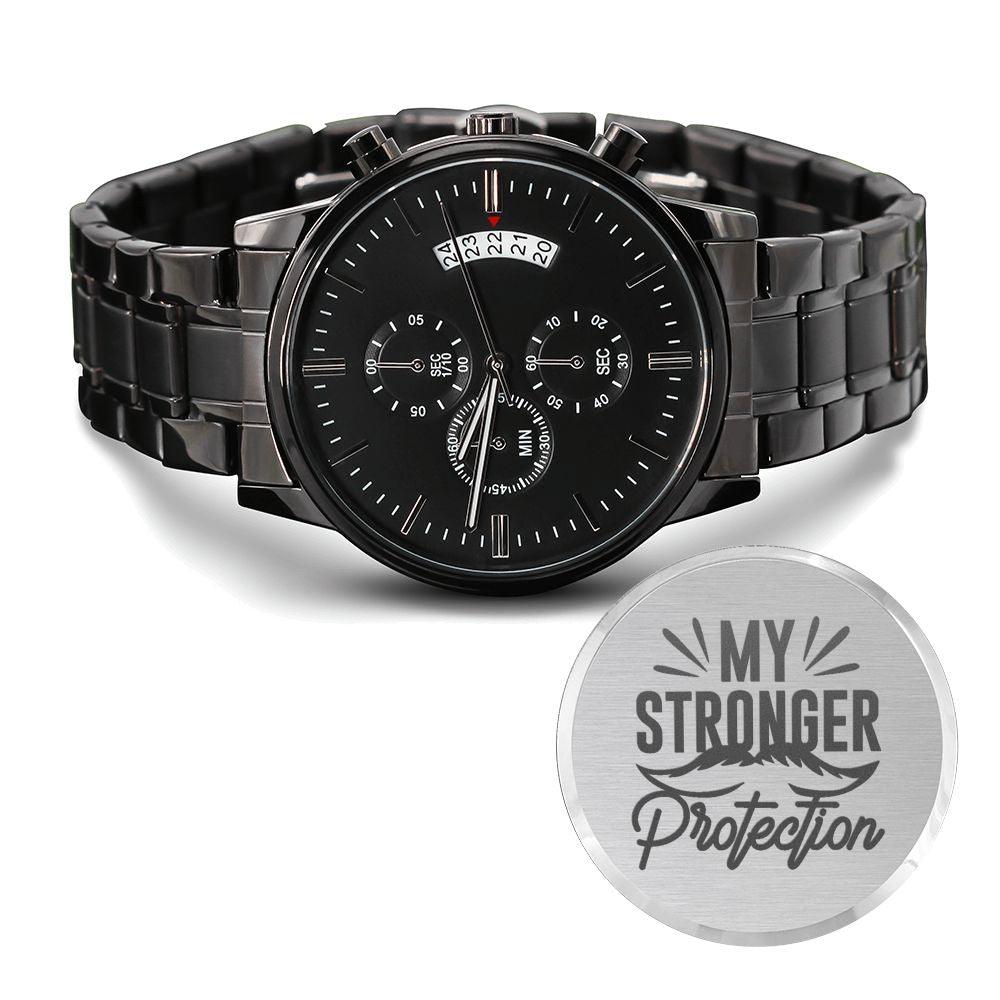 Dad'S Protection Engraved Multifunction Analog Stainless Steel Chronograph Men's Watch W Copper Dial-Express Your Love Gifts
