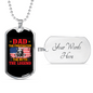 Dad The Firefighter Gift Stainless Steel or 18k Gold Dog Tag 24" Chain-Express Your Love Gifts
