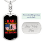Dad The Firefighter Keychain Stainless Steel or 18k Gold Dog Tag Keyring-Express Your Love Gifts