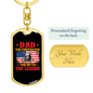 Dad The Firefighter Keychain Stainless Steel or 18k Gold Dog Tag Keyring-Express Your Love Gifts