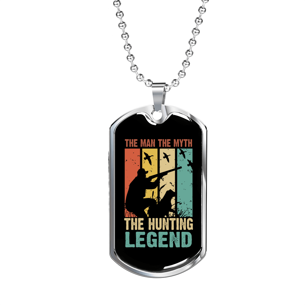 Dad The Hunting Myth Necklace Stainless Steel or 18k Gold Dog Tag 24" Chain-Express Your Love Gifts