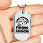 Dad Wanted Fishing Necklace Stainless Steel or 18k Gold Dog Tag 24" Chain-Express Your Love Gifts