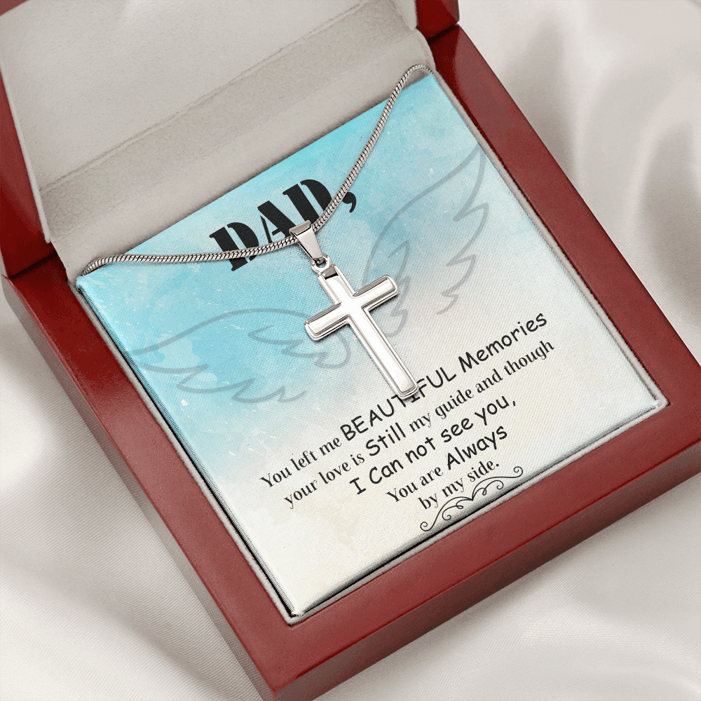 Dad You Left Me Dad Memorial Gift Dad Memorial Cross Necklace Sympathy Gift Loss of Father Condolence Message Card-Express Your Love Gifts