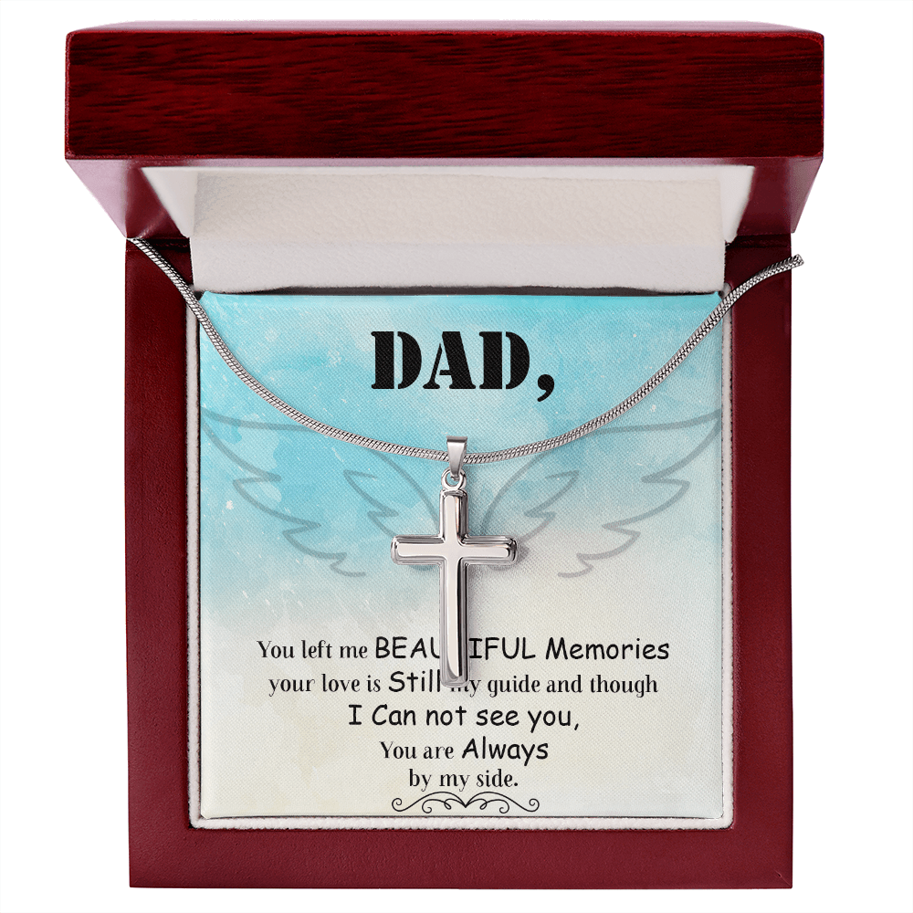 Dad You Left Me Dad Memorial Gift Dad Memorial Cross Necklace Sympathy Gift Loss of Father Condolence Message Card-Express Your Love Gifts