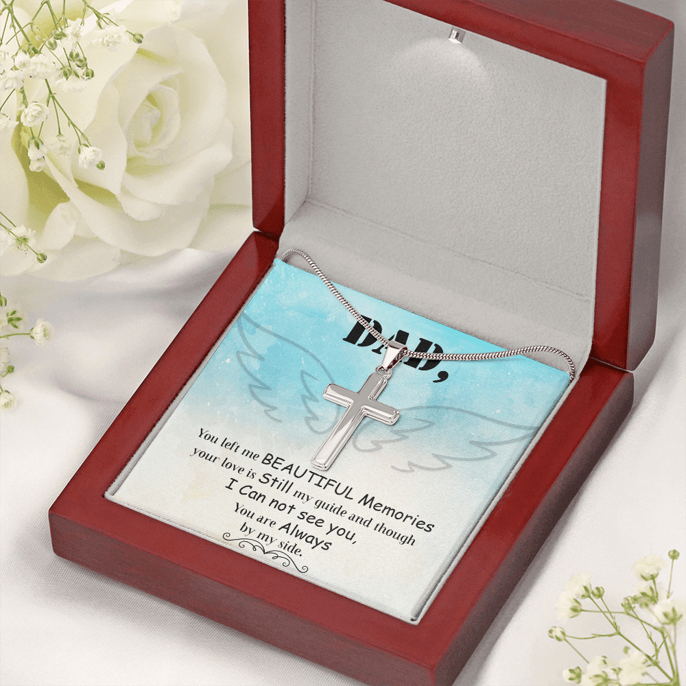 Dad You Left Me Dad Memorial Gift Dad Memorial Cross Necklace Sympathy Gift Loss of Father Condolence Message Card-Express Your Love Gifts