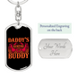 Daddy'D Hunting Buddy Antlers Keychain Stainless Steel or 18k Gold Dog Tag Keyring-Express Your Love Gifts