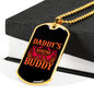 Daddy'D Hunting Buddy Antlers Necklace Stainless Steel or 18k Gold Dog Tag 24" Chain-Express Your Love Gifts