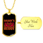 Daddy'D Hunting Buddy Antlers Necklace Stainless Steel or 18k Gold Dog Tag 24" Chain-Express Your Love Gifts
