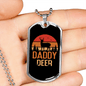 Daddy Deer Antlers Necklace Stainless Steel or 18k Gold Dog Tag 24" Chain-Express Your Love Gifts
