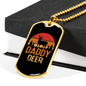 Daddy Deer Antlers Necklace Stainless Steel or 18k Gold Dog Tag 24" Chain-Express Your Love Gifts