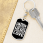 Daddy First Hero Swivel Keychain Dog Tag Stainless Steel or 18k Gold-Express Your Love Gifts