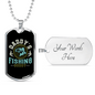 Daddy Fishing Buddy Necklace Stainless Steel or 18k Gold Dog Tag 24" Chain-Express Your Love Gifts