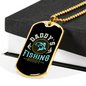 Daddy Fishing Buddy Necklace Stainless Steel or 18k Gold Dog Tag 24" Chain-Express Your Love Gifts