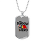 Daddy Is My Hero Firefighter Gift Stainless Steel or 18k Gold Dog Tag 24" Chain-Express Your Love Gifts