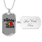 Daddy Is My Hero Firefighter Gift Stainless Steel or 18k Gold Dog Tag 24" Chain-Express Your Love Gifts