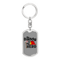 Daddy Is My Hero Firefighter Keychain Stainless Steel or 18k Gold Dog Tag Keyring-Express Your Love Gifts