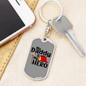 Daddy Is My Hero Firefighter Keychain Stainless Steel or 18k Gold Dog Tag Keyring-Express Your Love Gifts