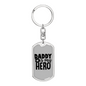 Daddy Is My Hero Police Keychain Stainless Steel or 18k Gold Dog Tag Keyring-Express Your Love Gifts