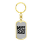 Daddy Is My Hero Police Keychain Stainless Steel or 18k Gold Dog Tag Keyring-Express Your Love Gifts