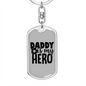 Daddy Is My Hero Police Keychain Stainless Steel or 18k Gold Dog Tag Keyring-Express Your Love Gifts