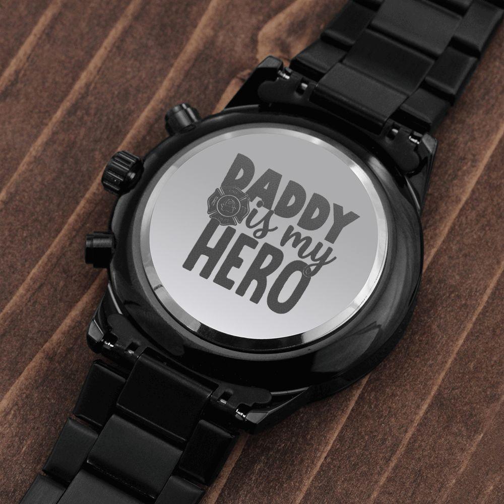 Daddy My Hero Engraved Multifunction Analog Stainless Steel Chronograph Men's Watch W Copper Dial-Express Your Love Gifts