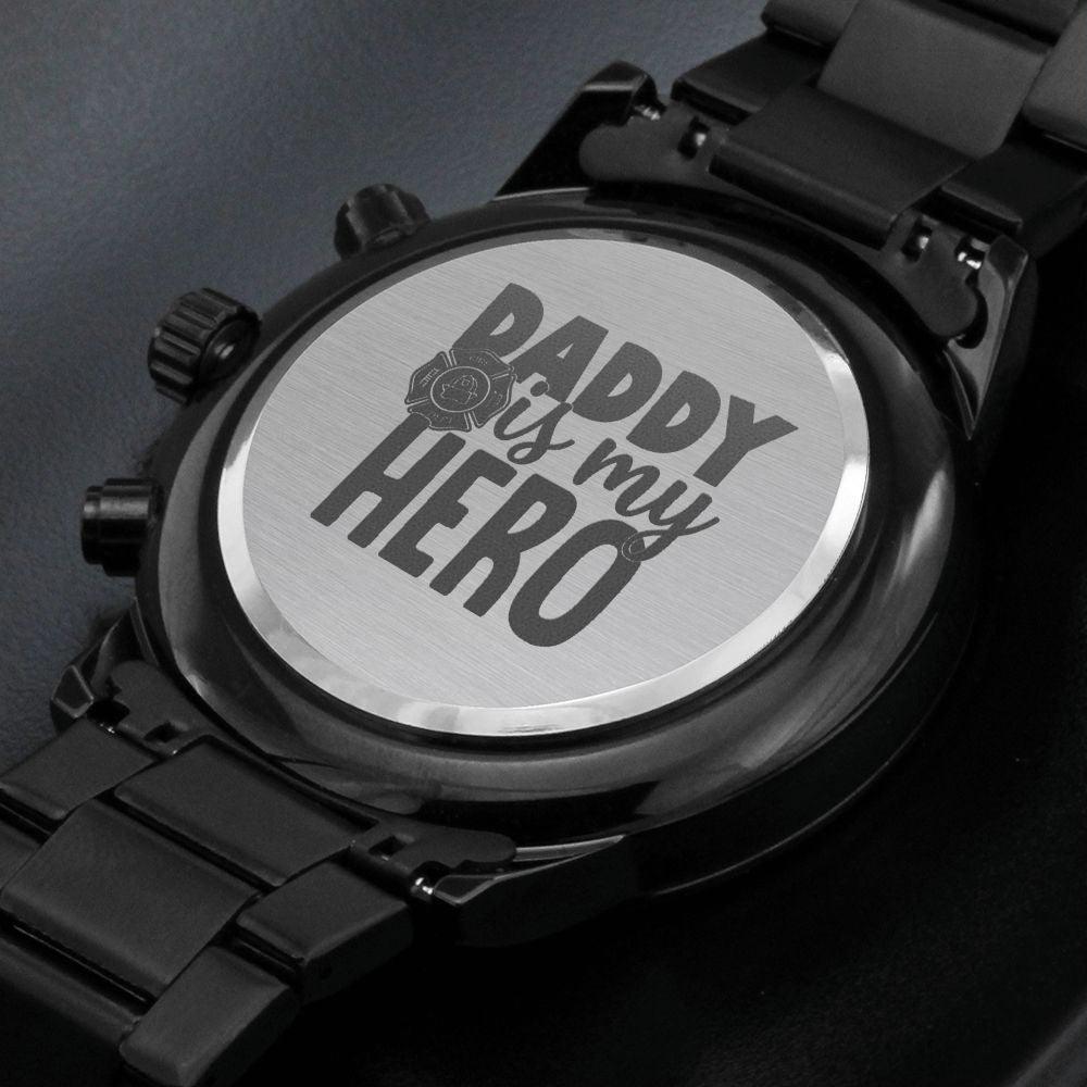 Daddy My Hero Engraved Multifunction Analog Stainless Steel Chronograph Men's Watch W Copper Dial-Express Your Love Gifts