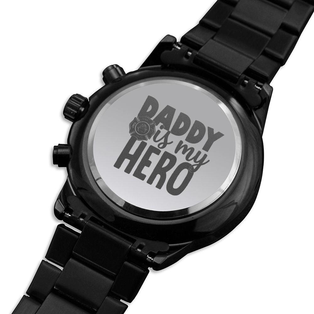 Daddy My Hero Engraved Multifunction Analog Stainless Steel Chronograph Men's Watch W Copper Dial-Express Your Love Gifts