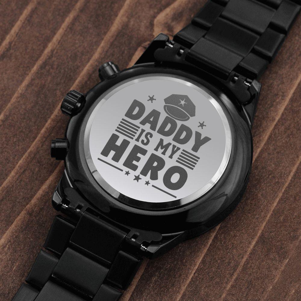 Daddy My Hero Engraved Multifunction Policeman Men's Watch Stainless Steel W Copper Dial-Express Your Love Gifts