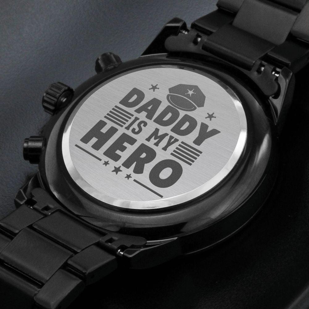 Daddy My Hero Engraved Multifunction Policeman Men's Watch Stainless Steel W Copper Dial-Express Your Love Gifts