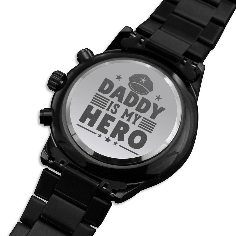 Daddy My Hero Engraved Multifunction Policeman Men's Watch Stainless Steel W Copper Dial-Express Your Love Gifts