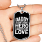 Daddy'S First Hero Dog Tag Stainless Steel or 18k Gold 24" Chain-Express Your Love Gifts