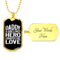 Daddy'S First Hero Dog Tag Stainless Steel or 18k Gold 24" Chain-Express Your Love Gifts