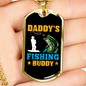 Daddy'S Fishing Buddy Fish Necklace Stainless Steel or 18k Gold Dog Tag 24" Chain-Express Your Love Gifts