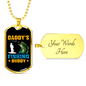 Daddy'S Fishing Buddy Fish Necklace Stainless Steel or 18k Gold Dog Tag 24" Chain-Express Your Love Gifts